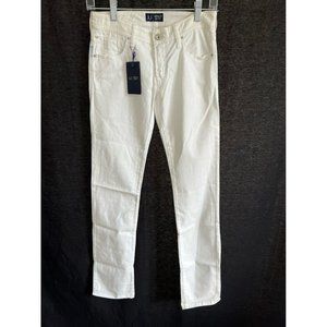 $215 NWT Authentic Armani Jeans Women's White Low Rise Straight Leg IT 24 US 24